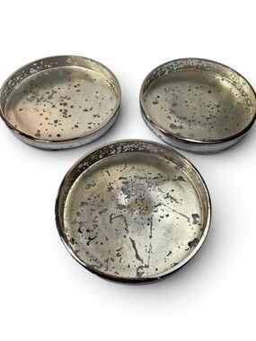 Lot (3) Tommy Bahama Mercury Glass Silver 4.5” Pillar Candle Holder